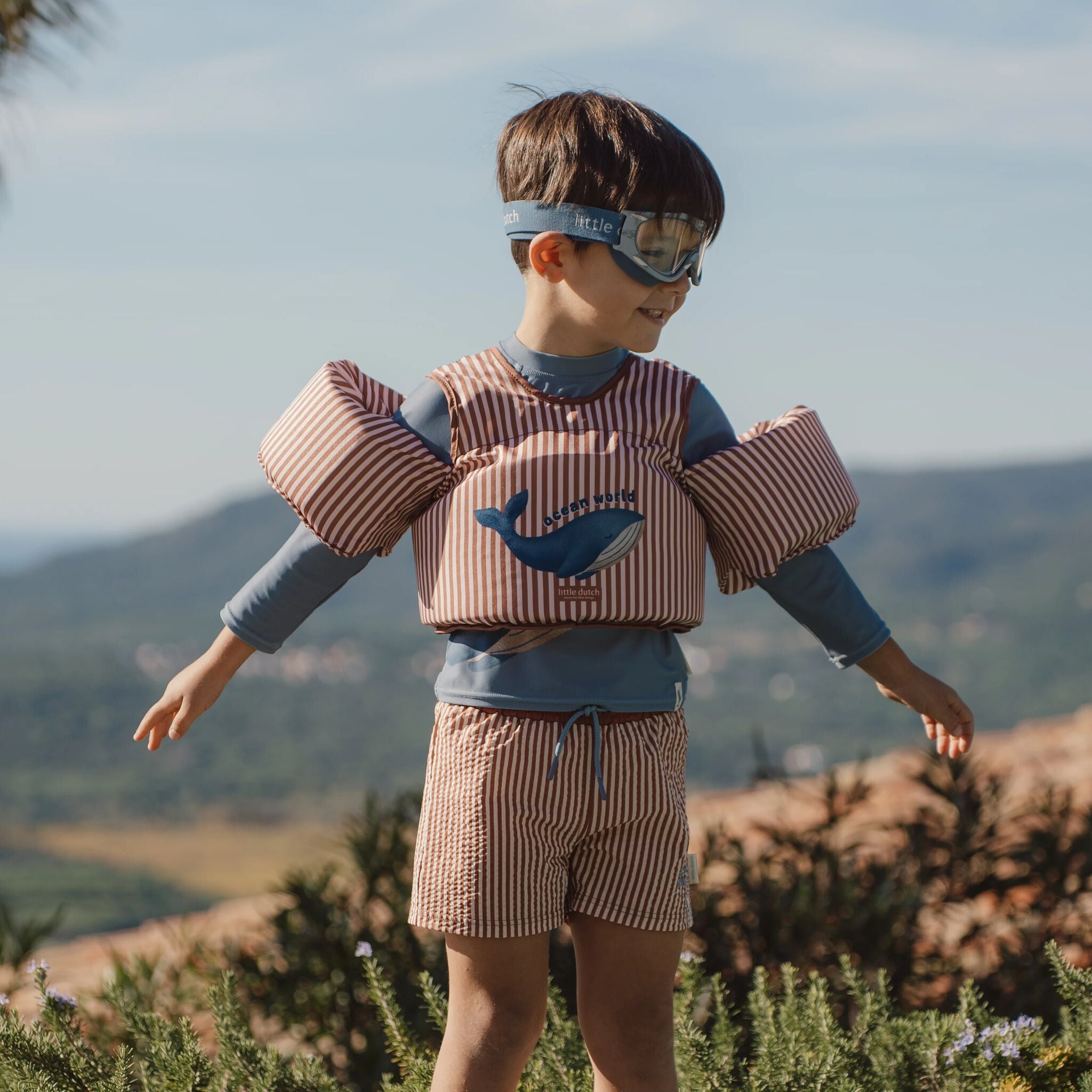 Swim shorts - Brown - Ocean Brown Stripes 