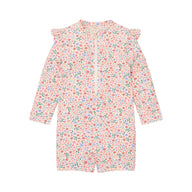 Badeanzug mit langen Ärmeln - UPF 40 - Blumenmuster 