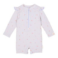 Swimsuit long sleeve - UPF 40 - Purple - Stripes 