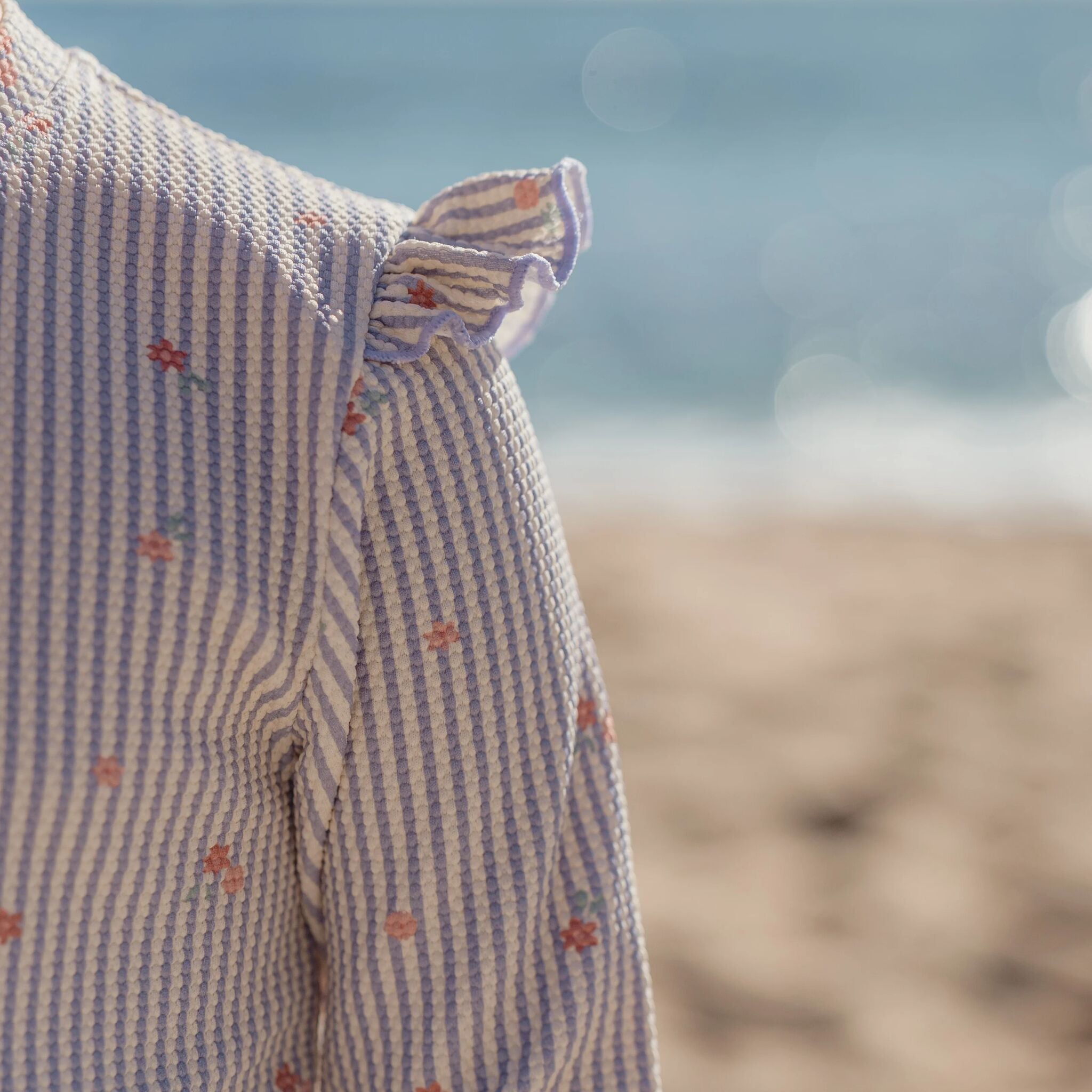 Swimsuit long sleeve - UPF 40 - Purple - Stripes 