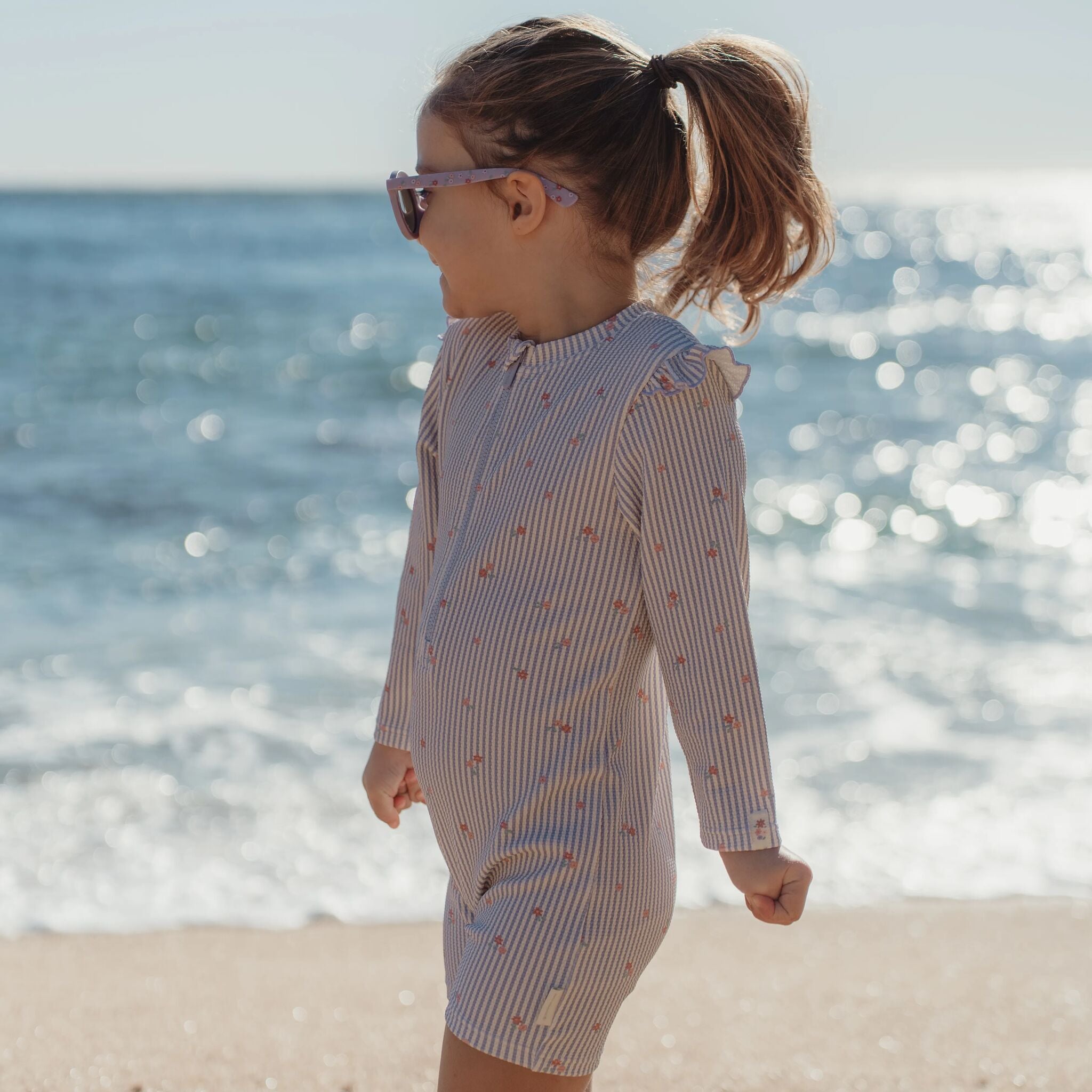 Swimsuit long sleeve - UPF 40 - Purple - Stripes 