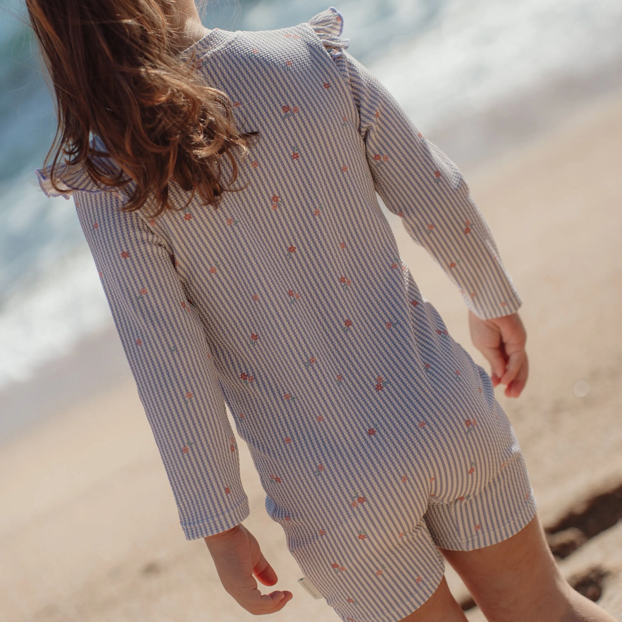 Swimsuit long sleeve - UPF 40 - Purple - Stripes 