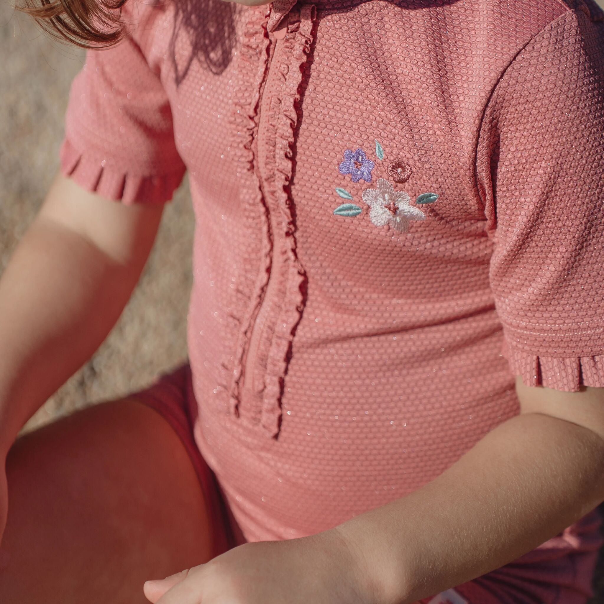 Zwempak korte mouw - Roze