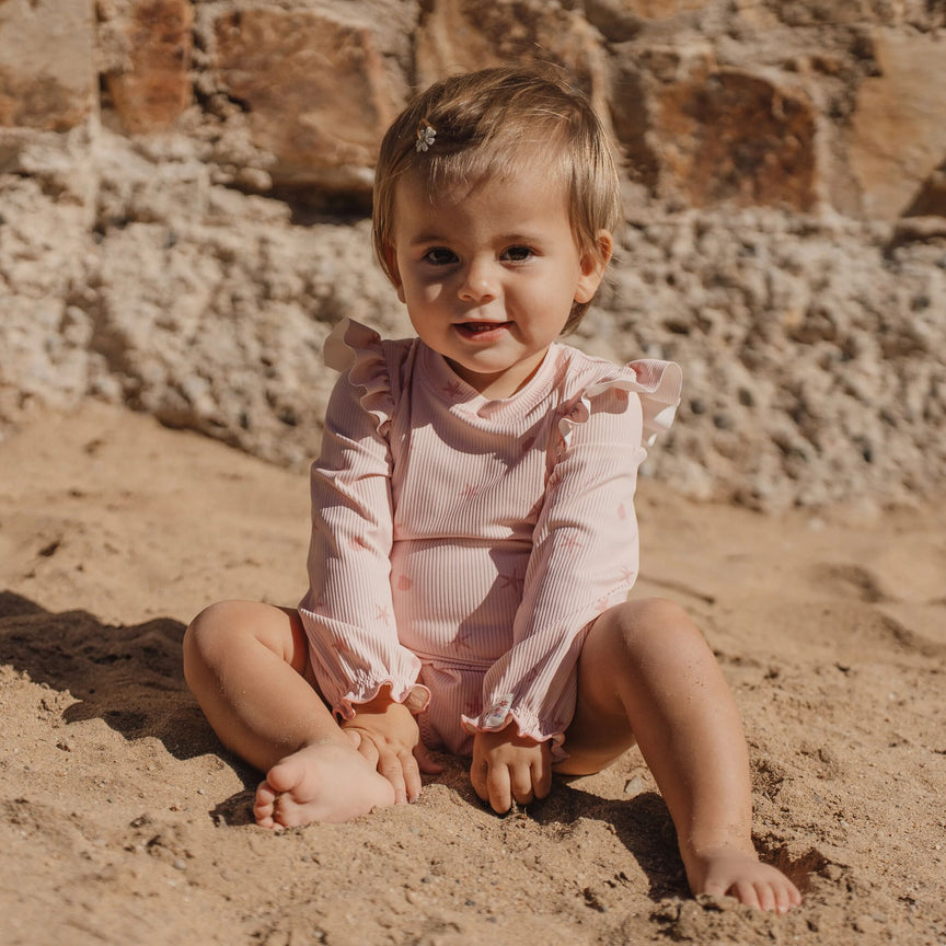 Maillot de bain manches longues - UPF 40 - Rose - Dreamy Seashells