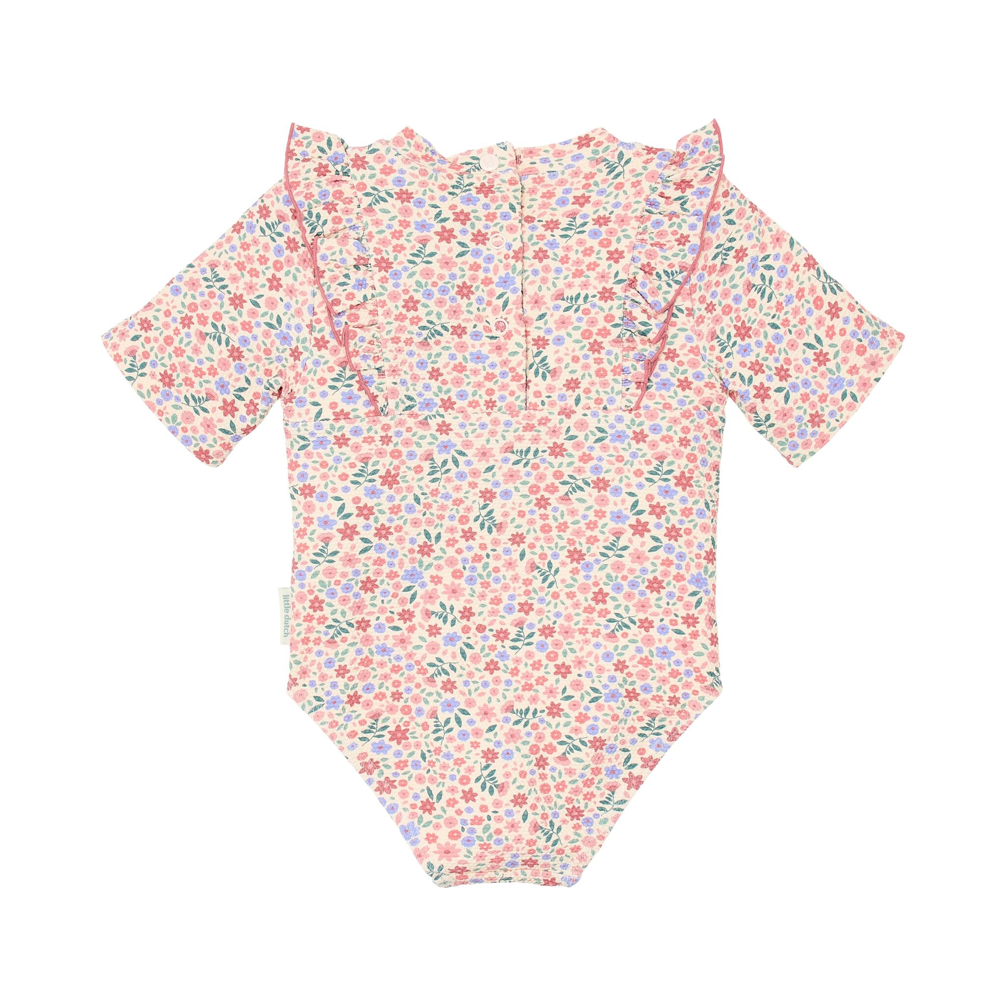 Badeanzug mit kurzen Ärmeln - Blumenmuster 