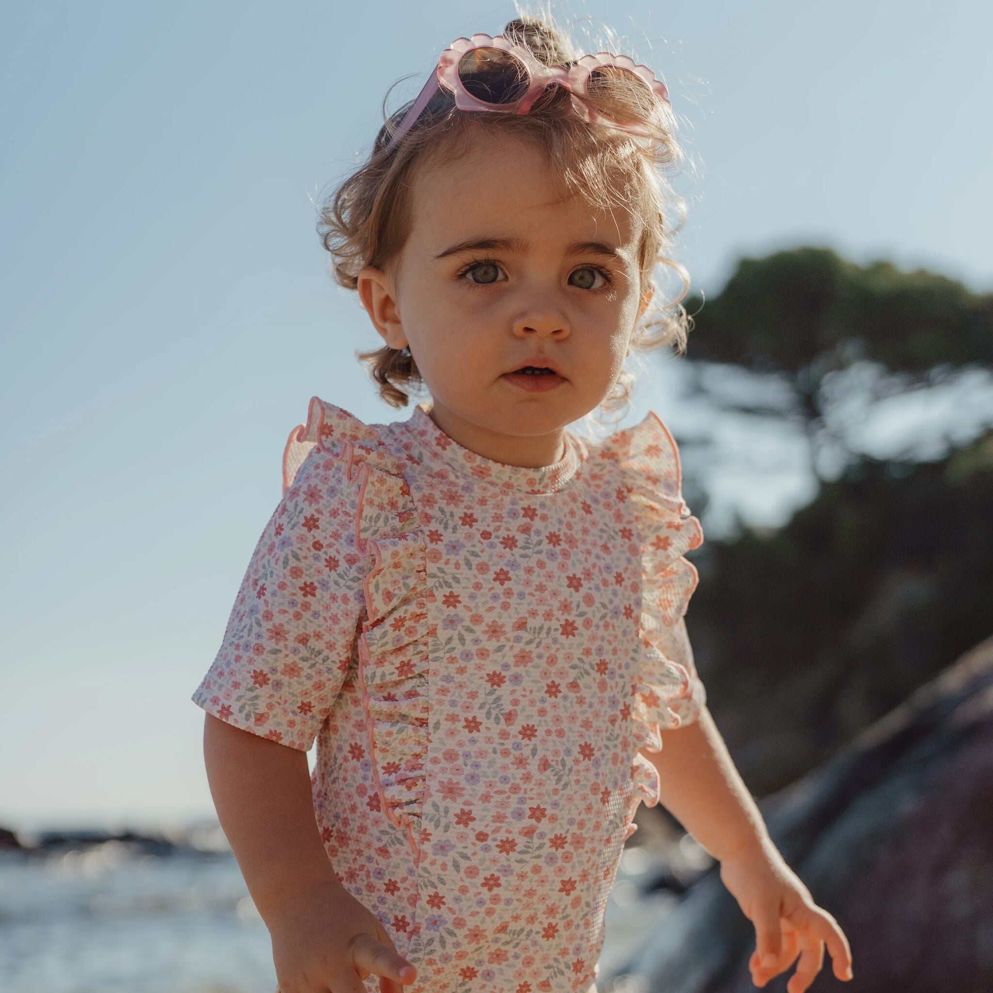 Swimsuit short sleeves - Floral print 