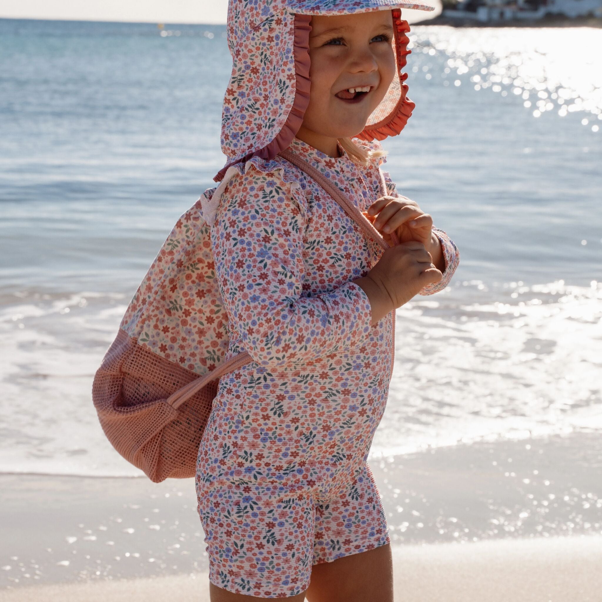 Badeanzug mit langen Ärmeln - UPF 40 - Blumenmuster 