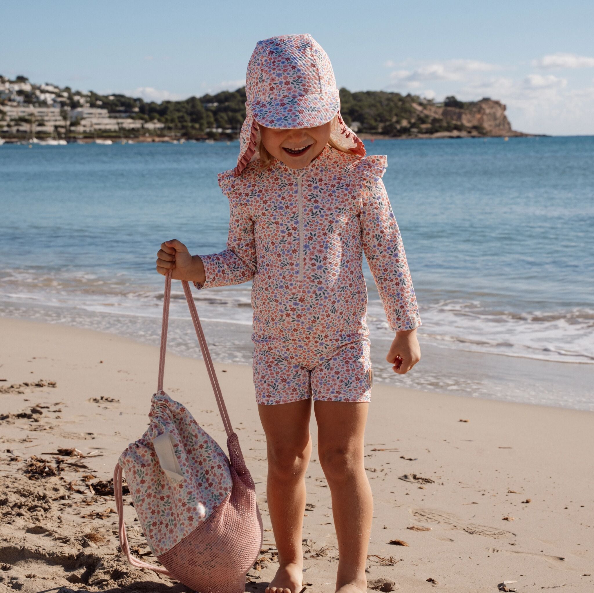 Badeanzug mit langen Ärmeln - UPF 40 - Blumenmuster 