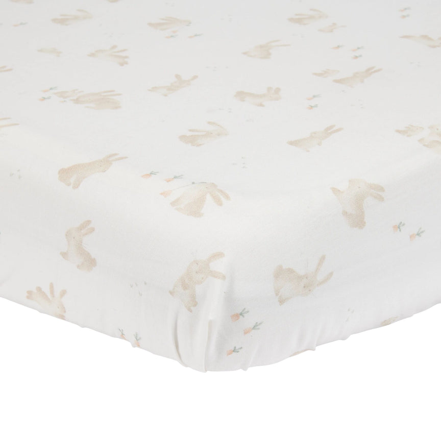 Fitted Sheet Crib - White - Baby Bunny 