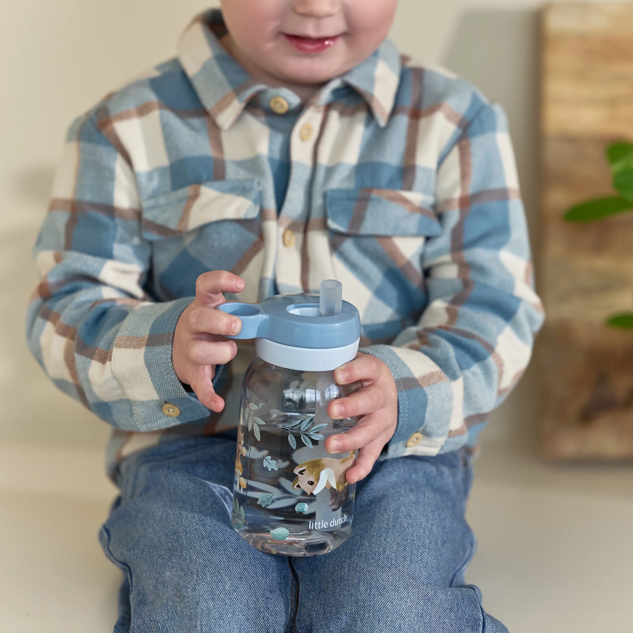 Trinkflasche mit Strohhalm Forest Friends – Robust & ideal für Jungen