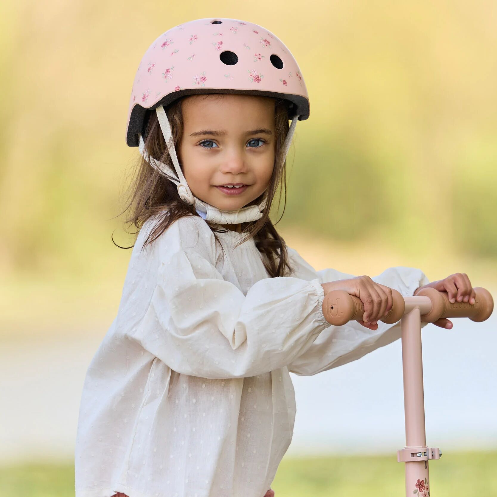bike helmet pink toddler Pink children's helmet with floral print – light, safe & adjustable