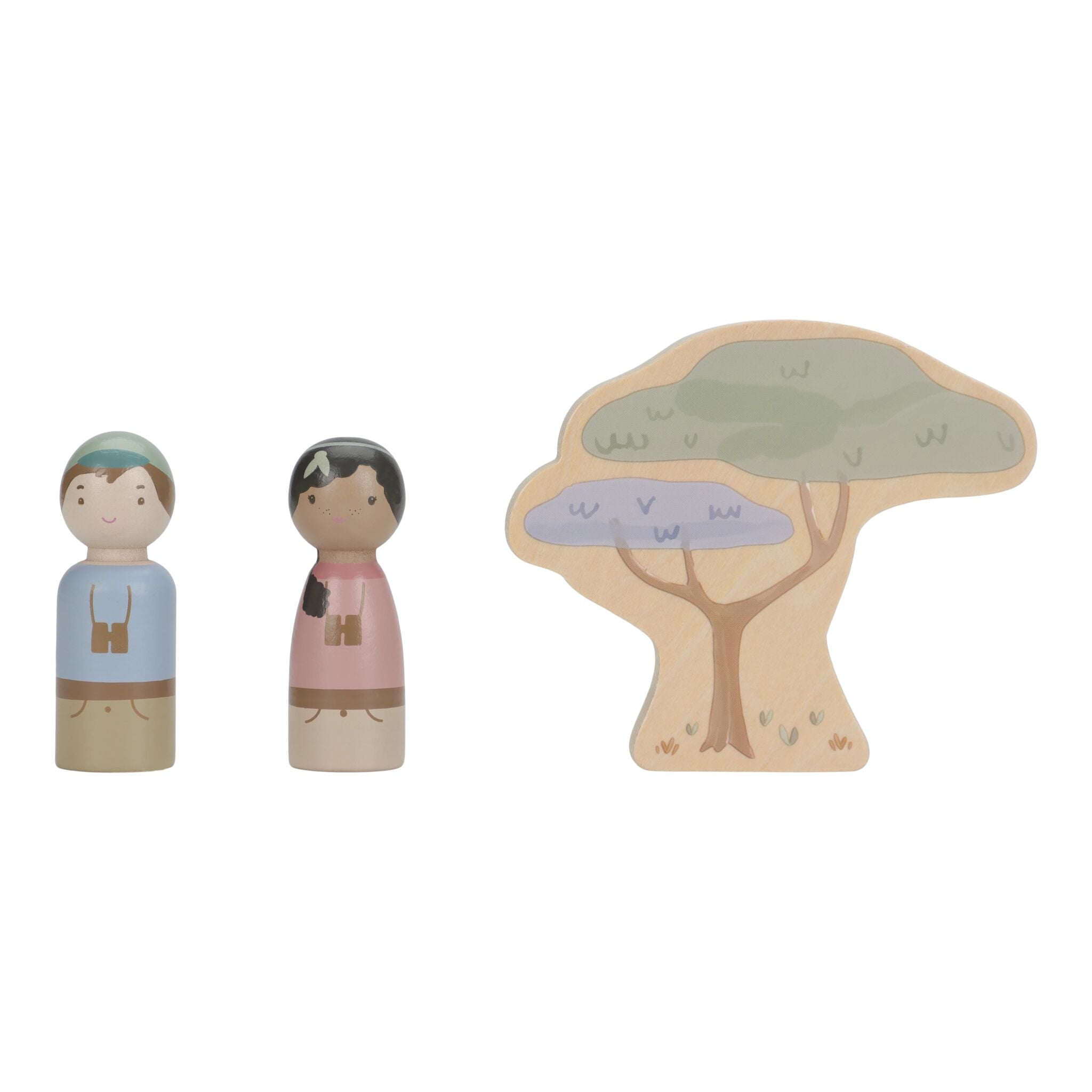 Safariauto aus Holz mit Tieren - Grün