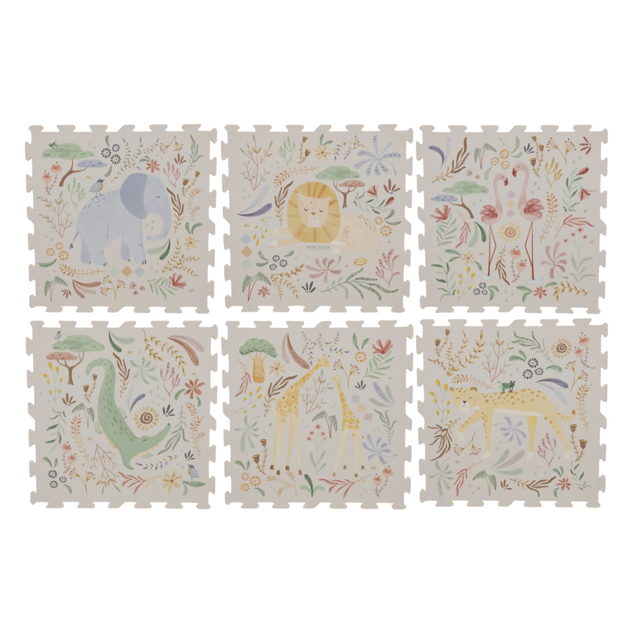Puzzelmat Speelkleed Wit Safari Dieren