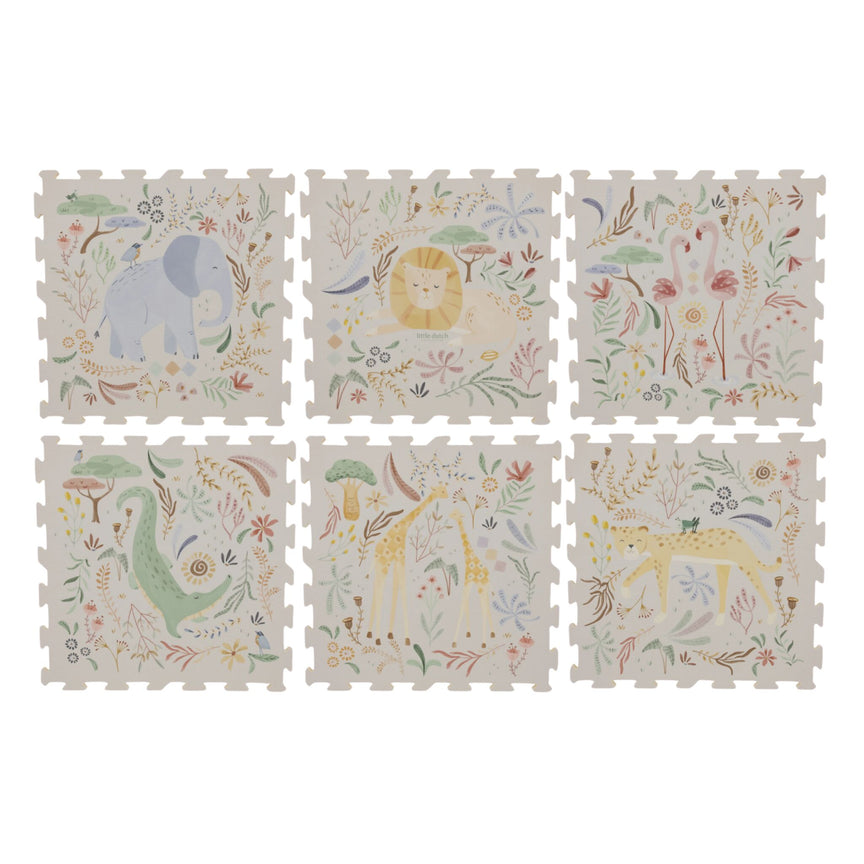 Puzzelmat Speelkleed Wit Safari Dieren