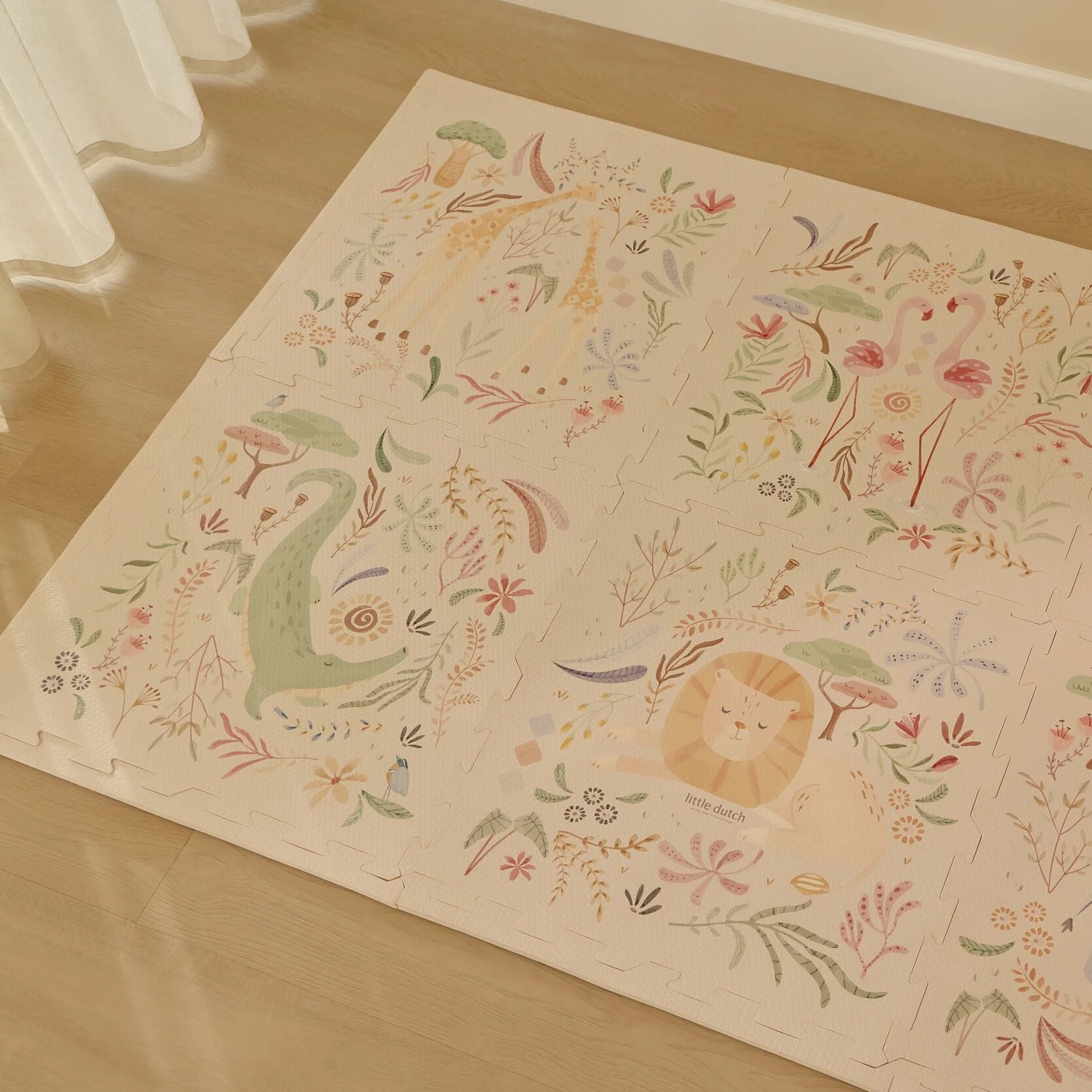 Puzzelmat Speelkleed Wit Safari Dieren