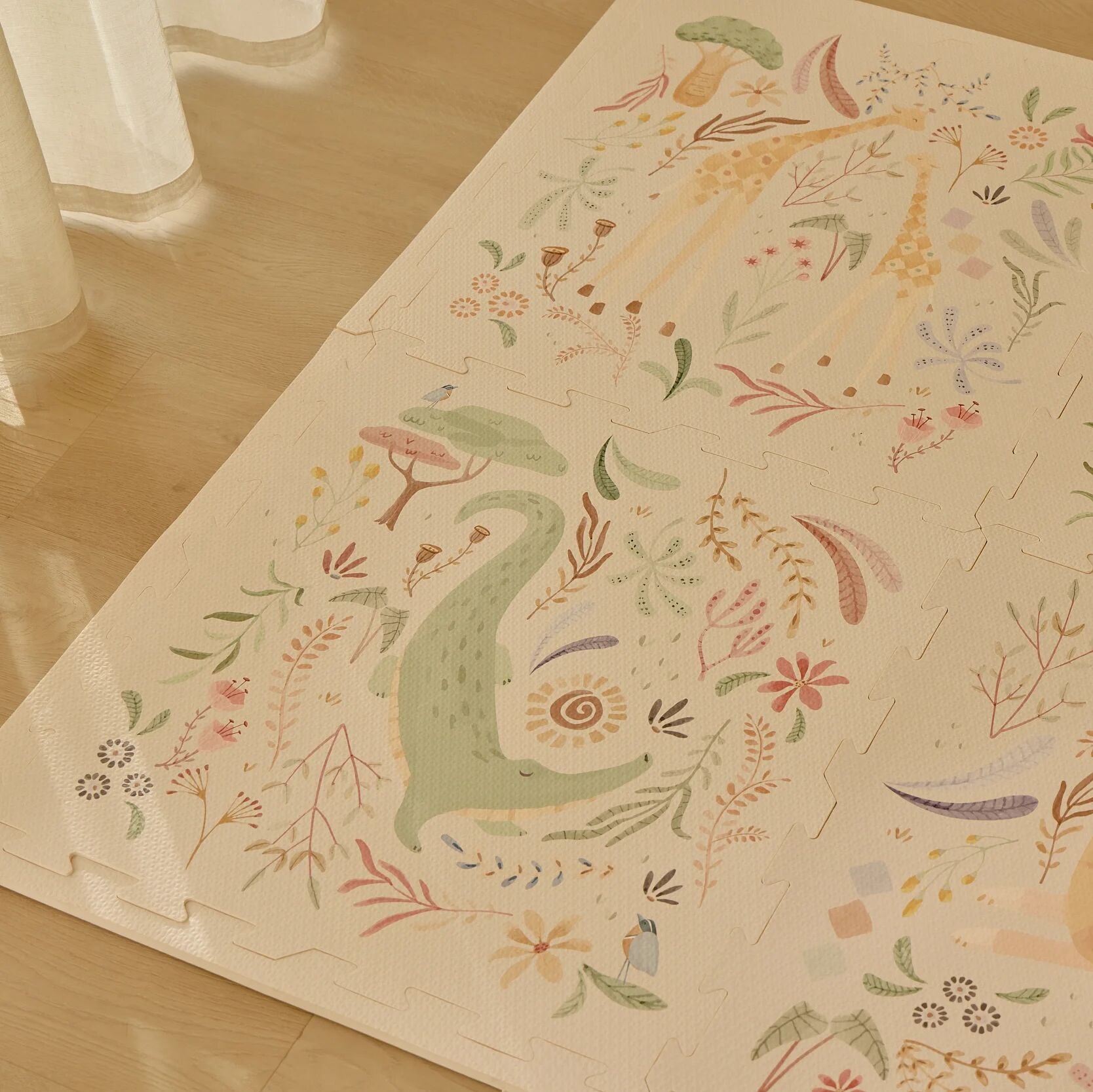 Puzzelmat Speelkleed Wit Safari Dieren