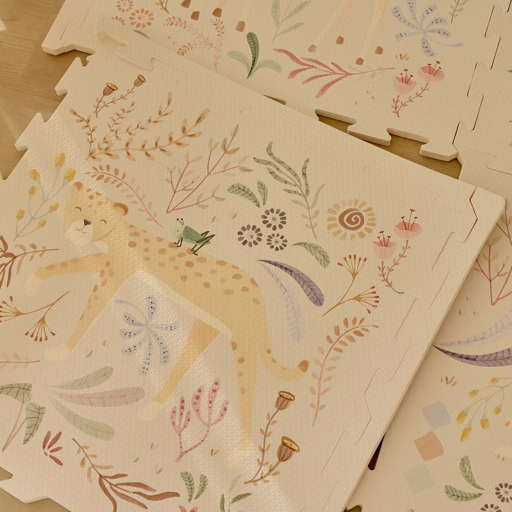 Puzzelmat Speelkleed Wit Safari Dieren