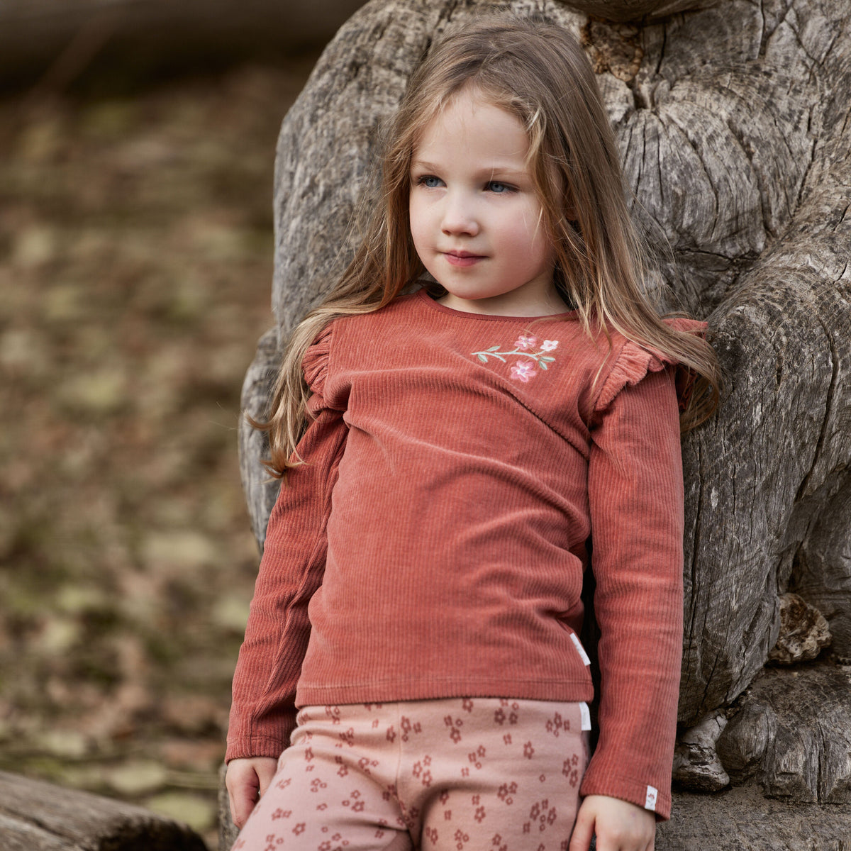 Shirt lange mouwen Roze met Roesjes