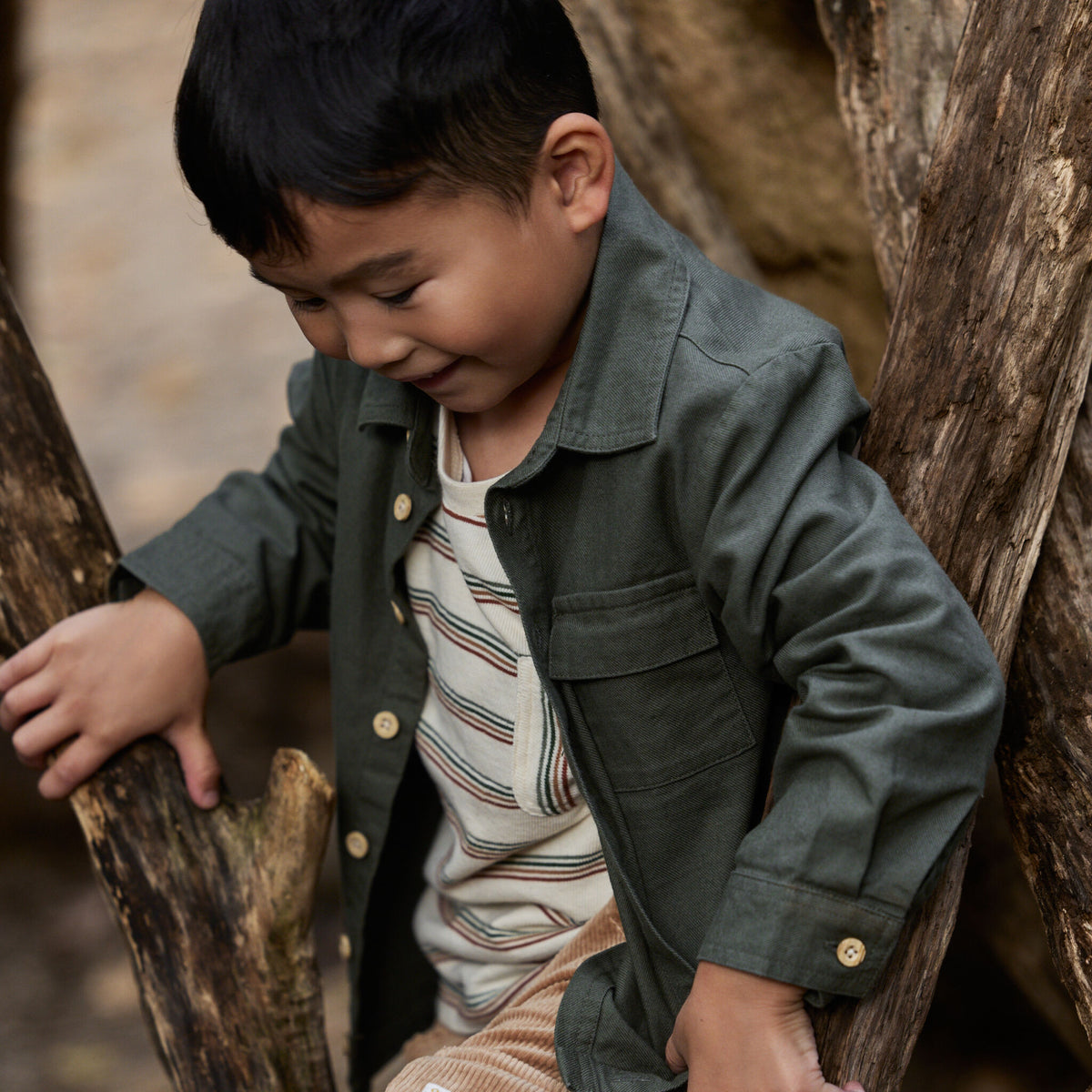 Langarmshirt Beige gestreift