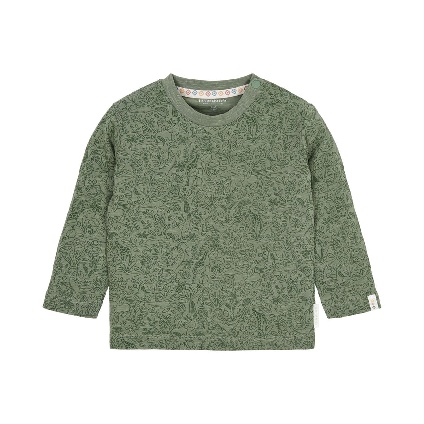 Shirt lange mouwen Groen met print