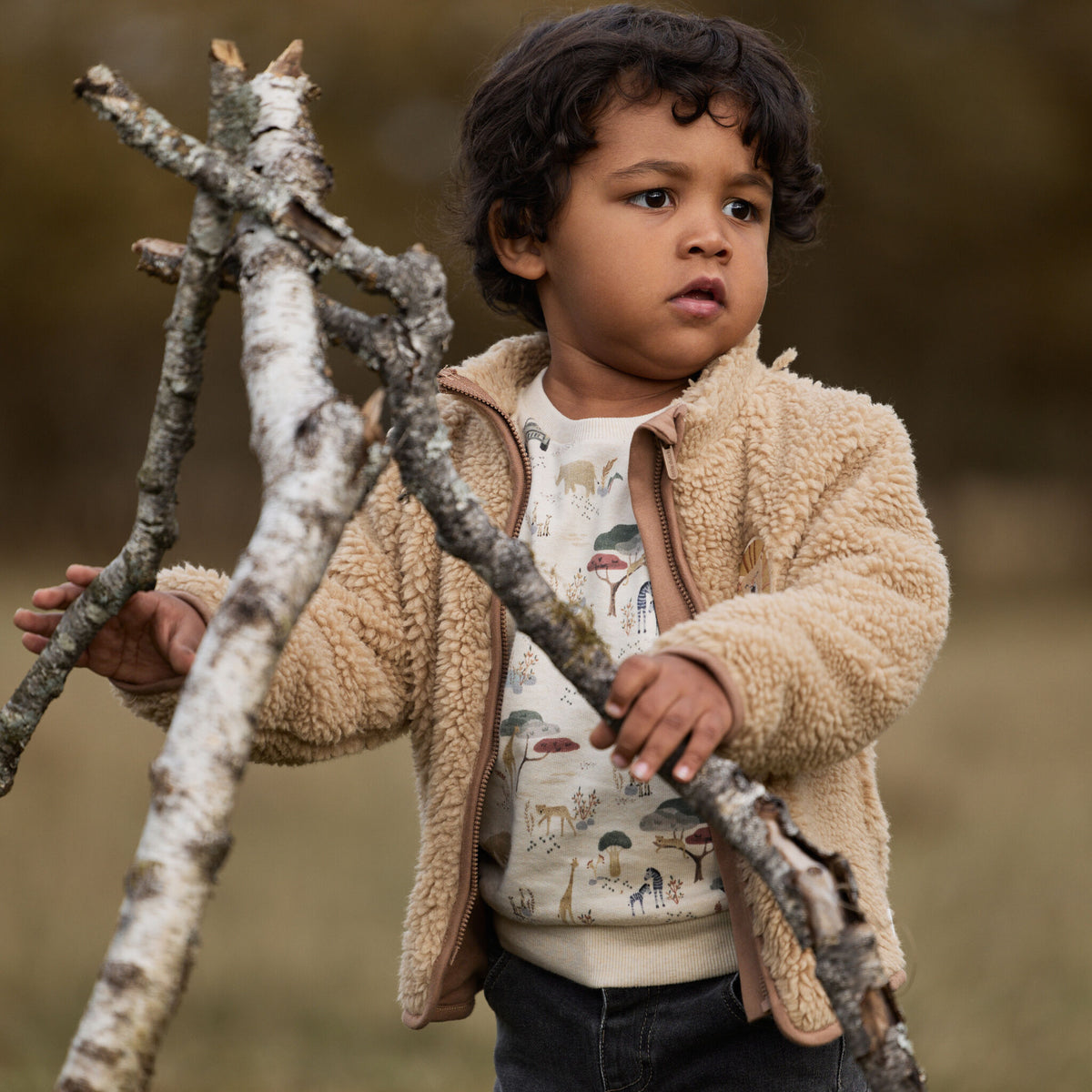 Pullover Beige mit Safari-Print