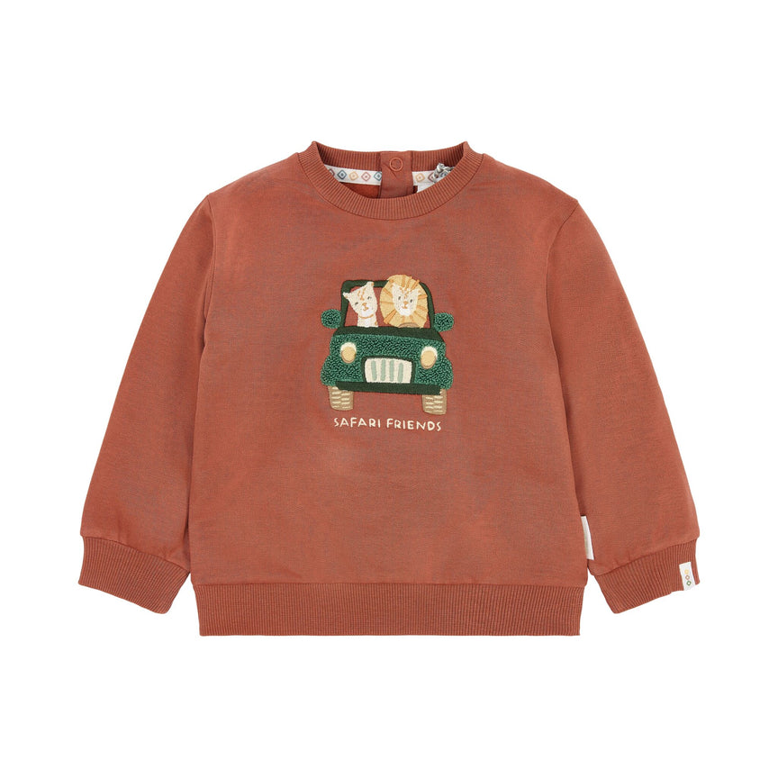 Pull Rouge avec Safari Friends broderie