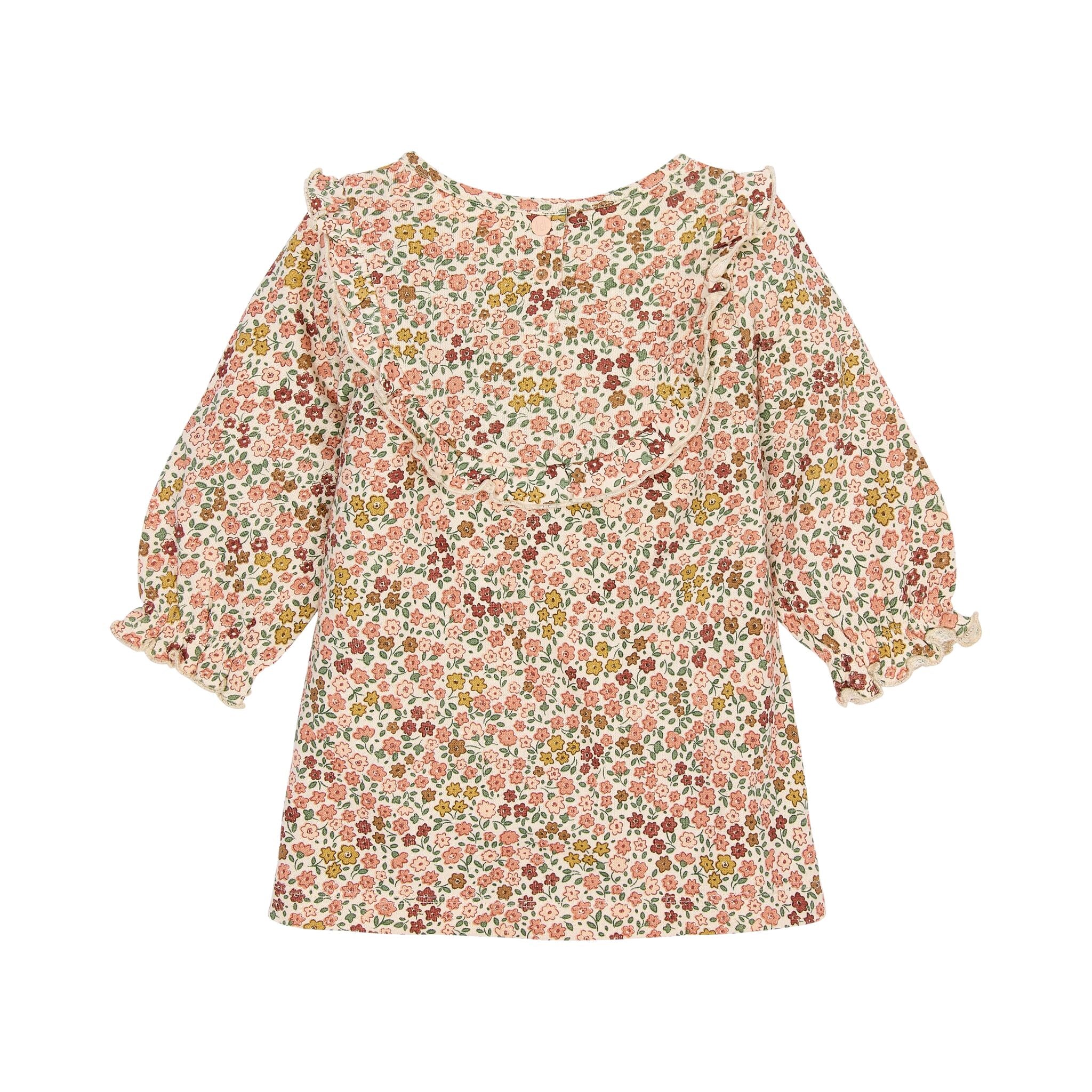 Langärmliges Kleid mit rosa Blumendruck
