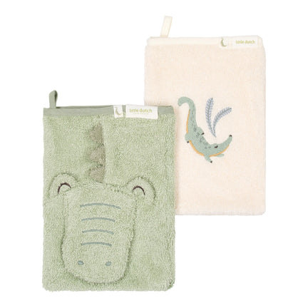Washandjes set Krokodil - Groen