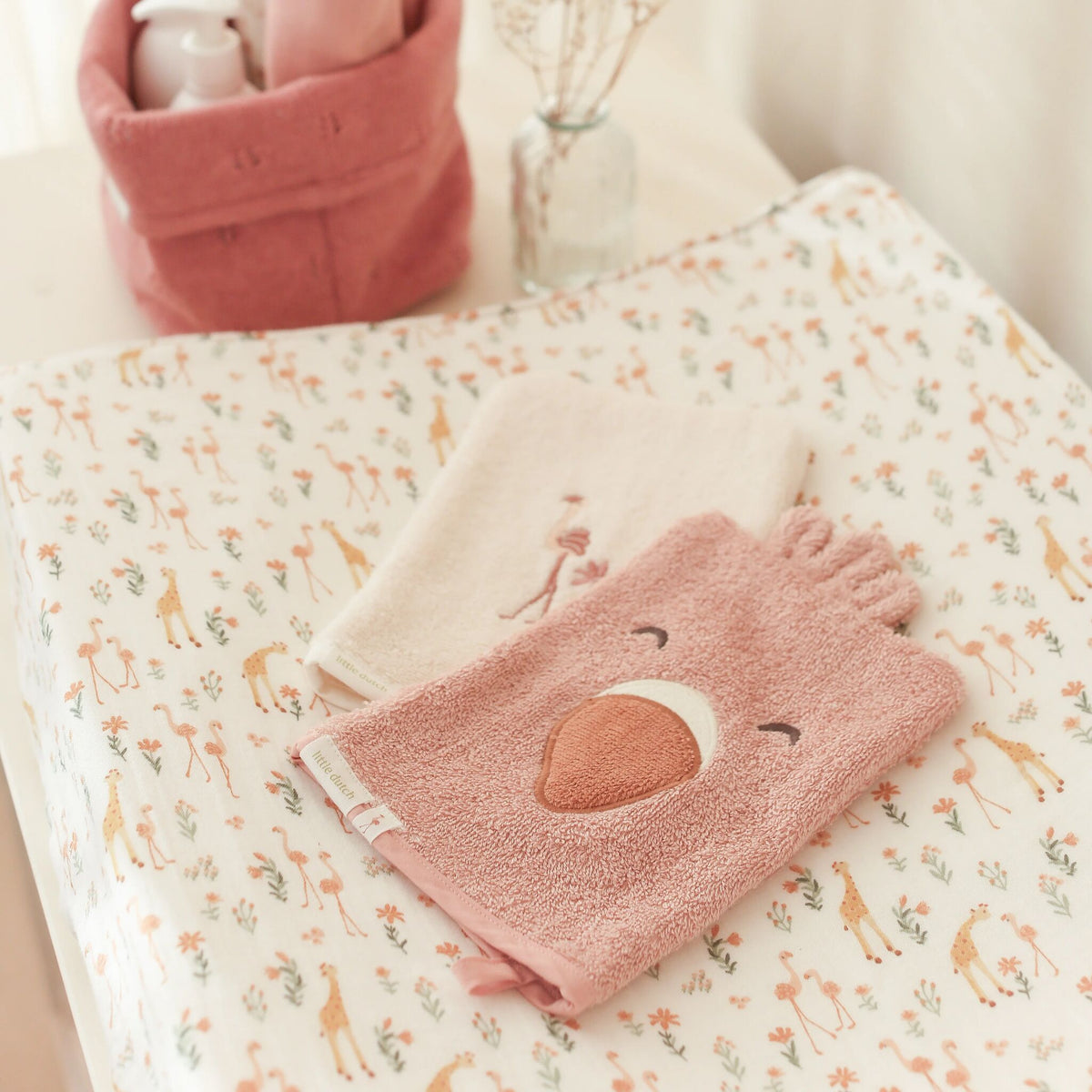 Washandjes set Flamingo - Roze