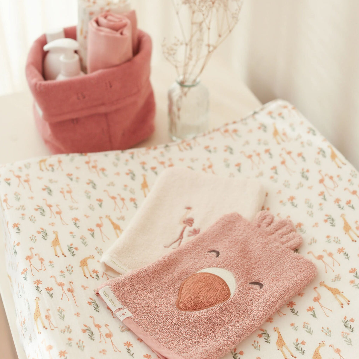 Swaddle set - Roze - 70x70 cm - Blooming  Safari