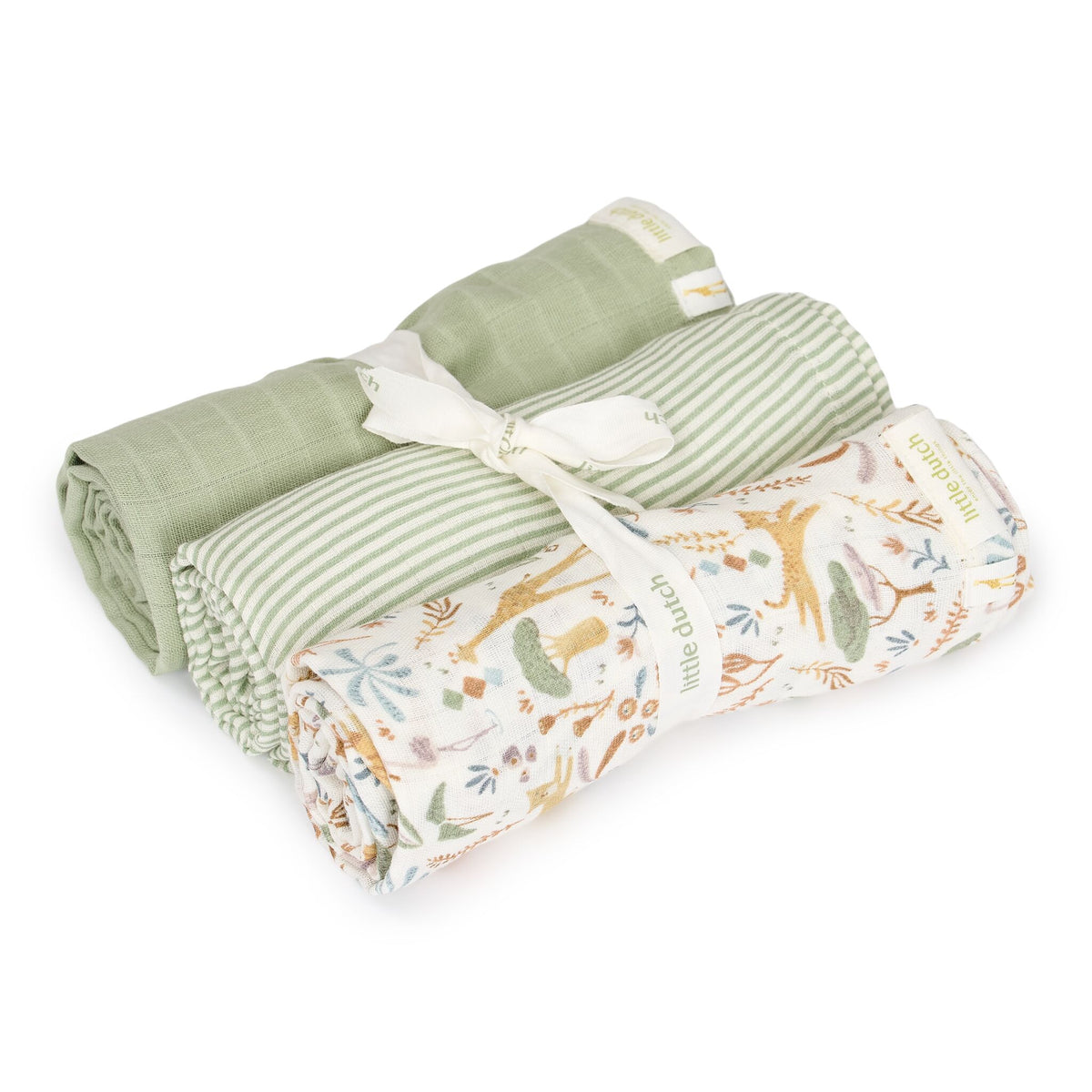 Swaddle set - Groen -  70x70 cm - Safari Wonders
