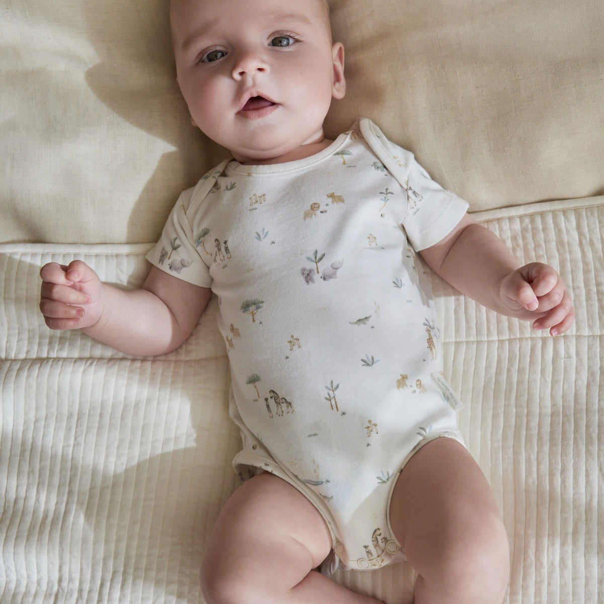 Romper korte mouw Wit Little Safari