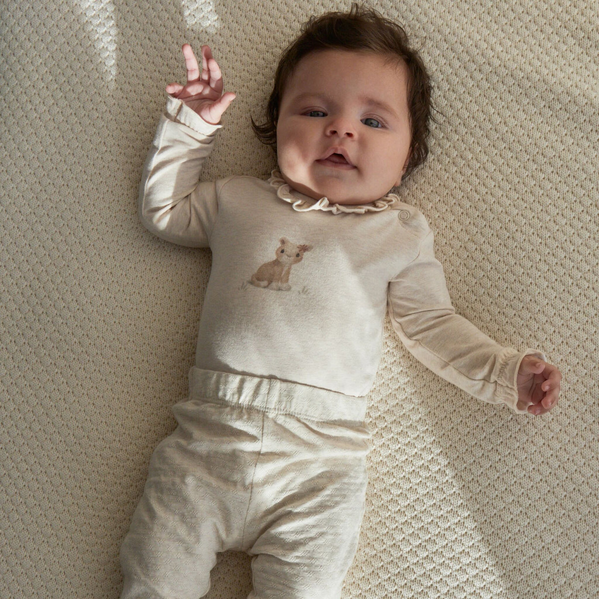 Romper lange mouw Beige met Ruches