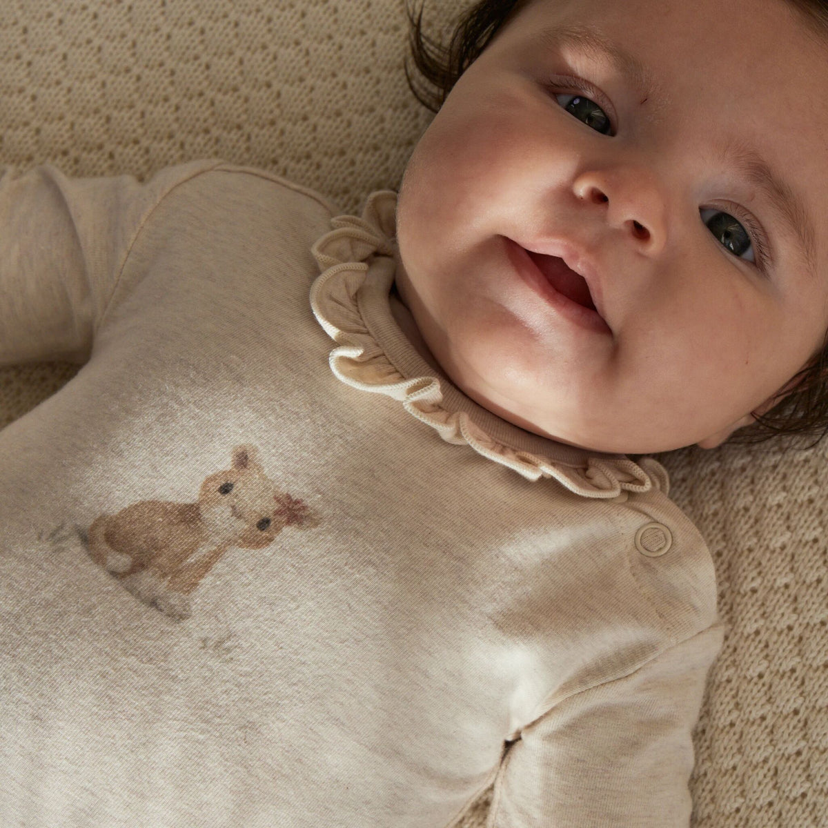 Romper lange mouw Beige met Ruches