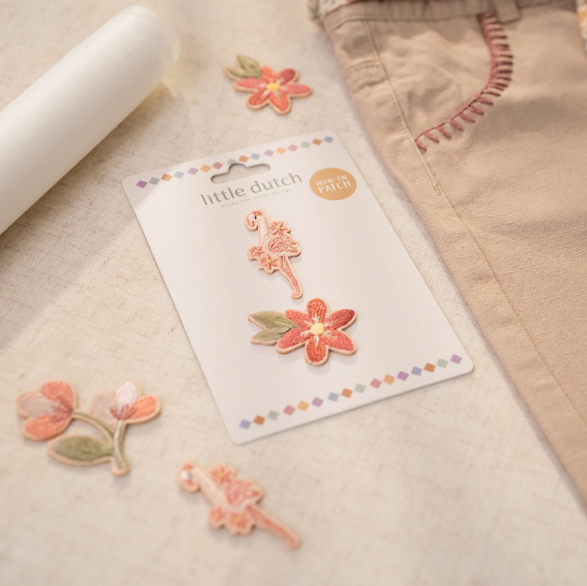 Set van 2 strijkpatches safari flamingo
