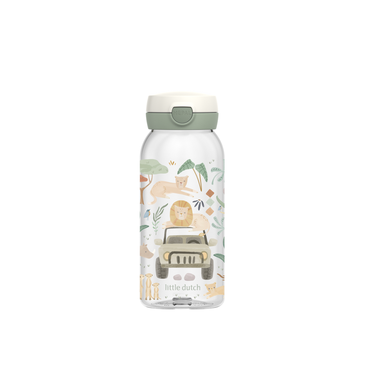 Drinkfles kind flipdop 600 ml - Mepal Campus - Safari Friends