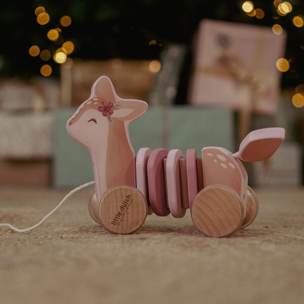 Pull Animal Deer - Pink - Fairy Garden 